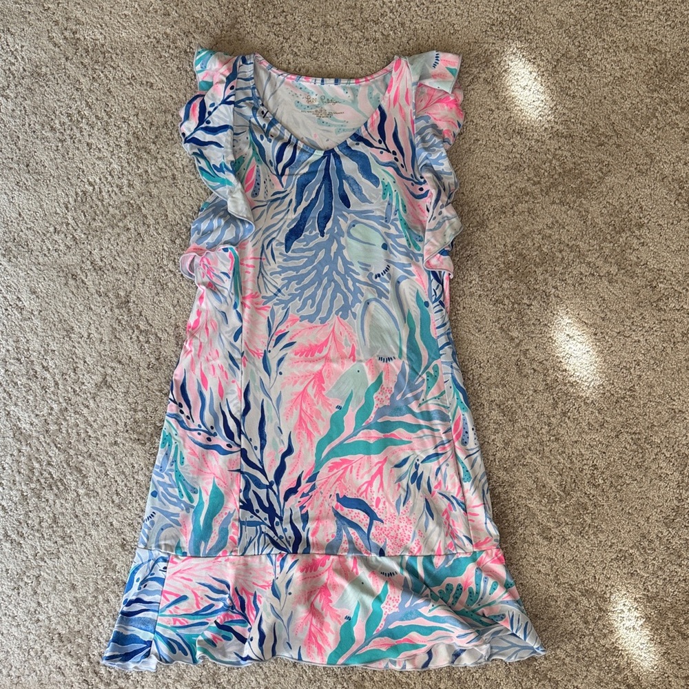 Colorful Kids Dress Lily Pulitzer with Leaf Pattern